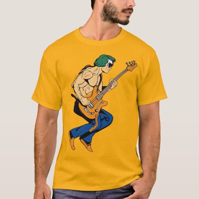 Spicy Serenade: Chili Pepper Guitarist Sticker Des T-Shirt (Front)