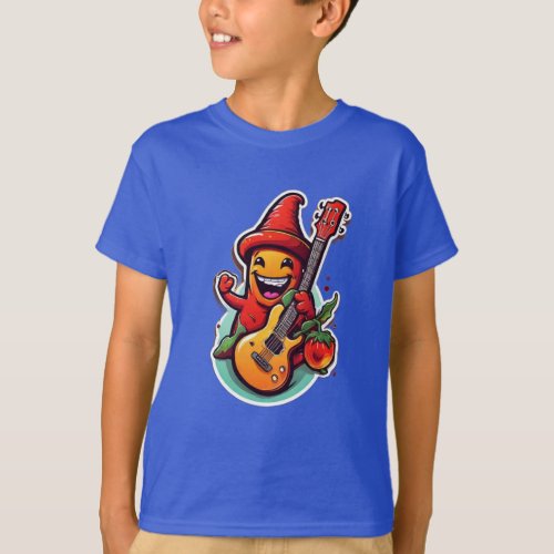 Spicy Serenade Vibrant Chili Pepper Guitarist T_S T_Shirt