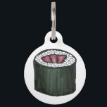 Spicy Tuna Sushi Roll Foodie Japanese Food Fish Pet Name Tag<br><div class="desc">Pet tag design features an original illustration of a spicy tuna Japanese food sushi roll. Just personalize with the name of your dog or cat. Lots of coordinating pet products are also available from this shop! Don't see exactly what you're looking for? Contact Rebecca to have a product customized just...</div>