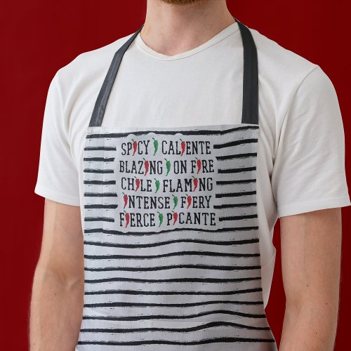 Spicy Words Chile Pepper Design Apron