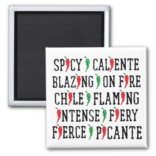 Spicy Words Chile Pepper Design Magnet
