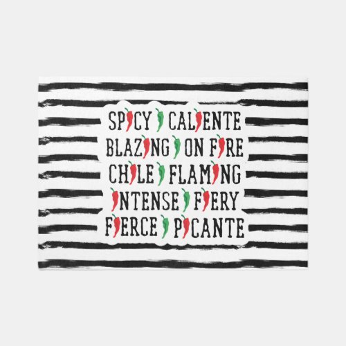 Spicy Words Chile Pepper Design Rug
