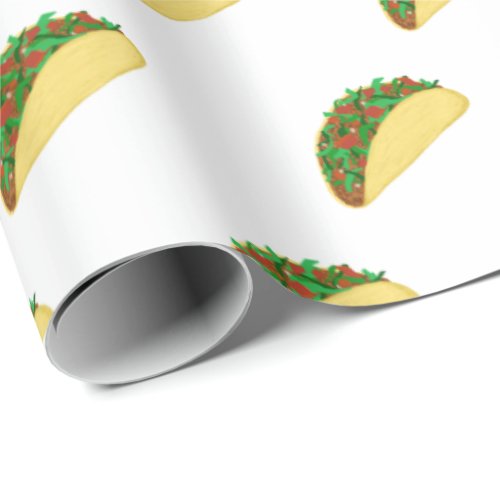 Spicy Yummy Taco Pattern on White Wrapping Paper