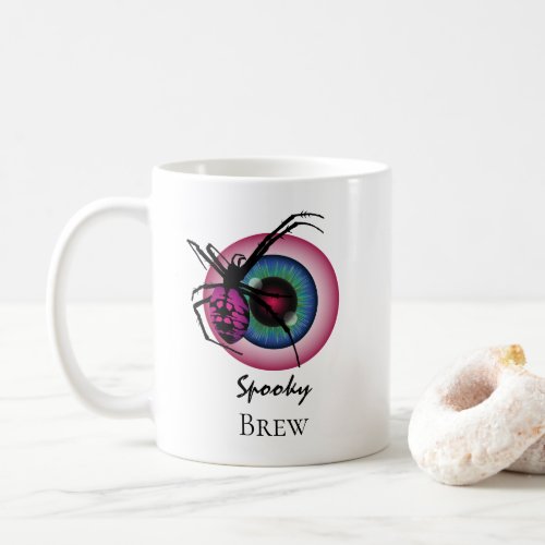 Spider and Bloodshot Eyeball Custom Text Coffee Mug