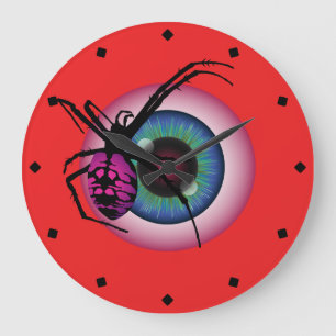 Spider and Bloodshot Eyeball Large Clock