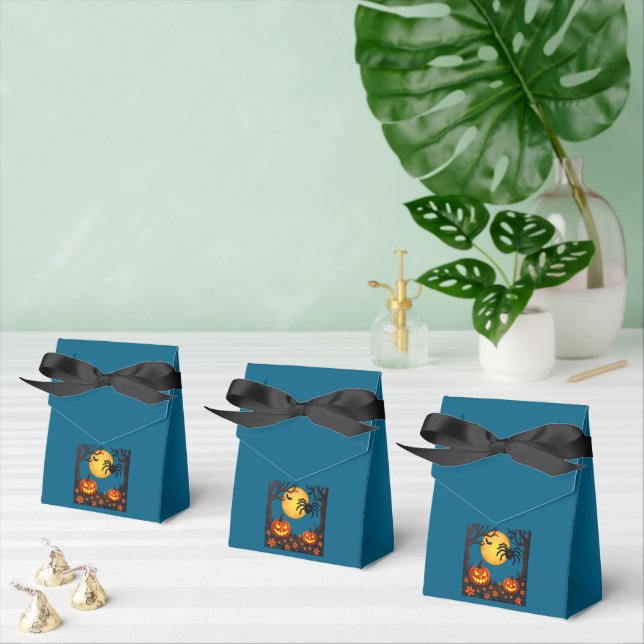 Spider And Jackolanterns Cut-Out Stencil-Style Favor Boxes (Multiple)