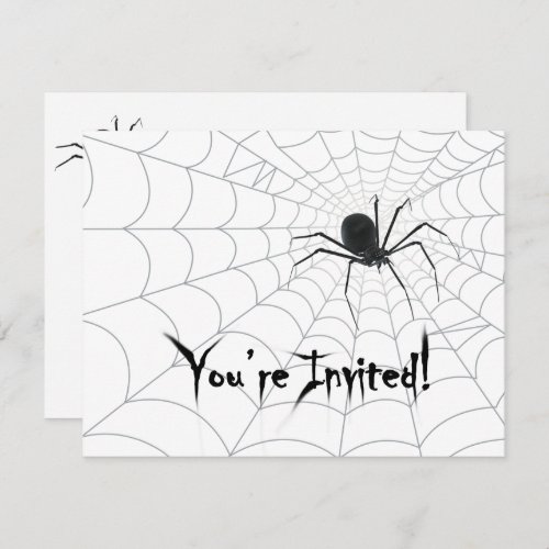 Spider and Spiderweb Halloween Party Invitations 