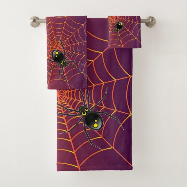 Spider and Web Bathroom Bath Towel Set (Insitu)
