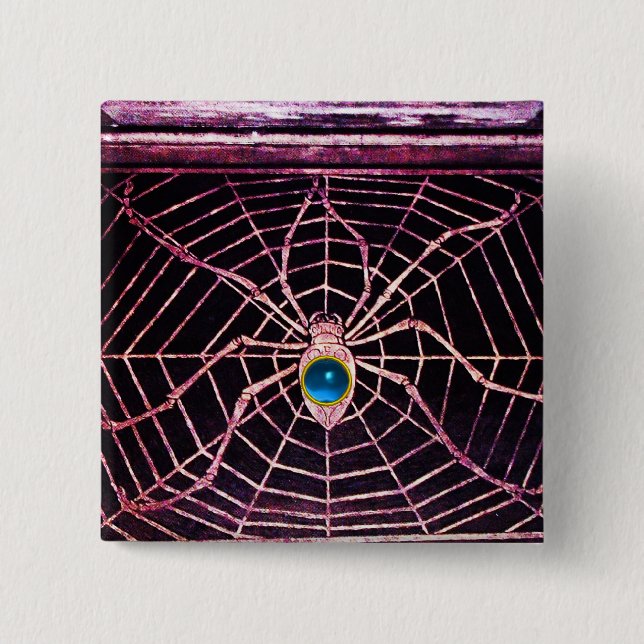 SPIDER AND WEB Blue Sapphire Black Button (Front)