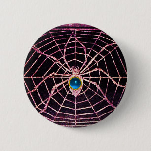 SPIDER AND WEB Blue Sapphire Black Button