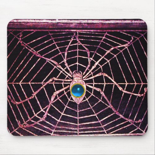 SPIDER AND WEB Blue Sapphire Black Mouse Pad