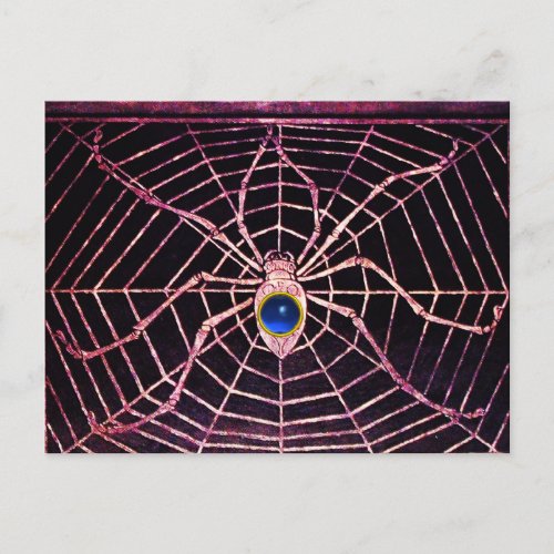 SPIDER AND WEB Blue Sapphire Black Postcard