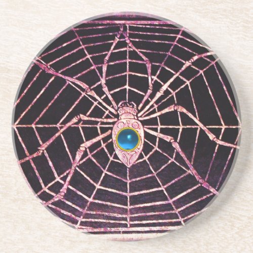SPIDER AND WEB Blue Sapphire Black Sandstone Coaster