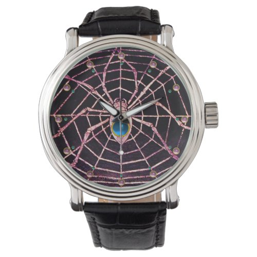 SPIDER AND WEB Blue Sapphire Pink Gems Black Watch