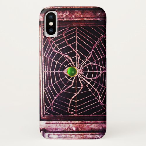 SPIDER AND WEB Green Emerald Black iPhone XS Case