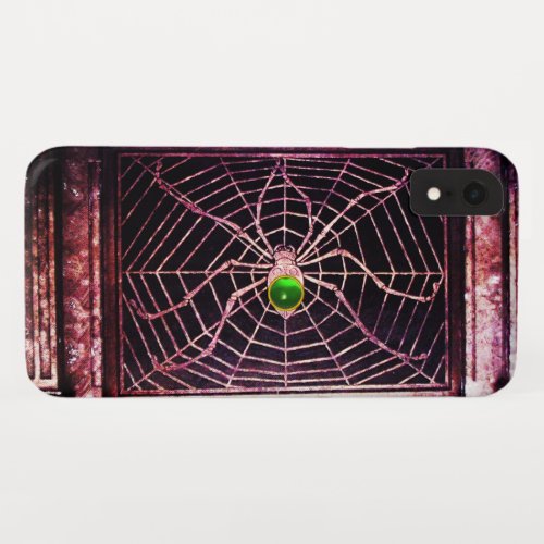 SPIDER AND WEB Green Emerald Black iPhone XR Case