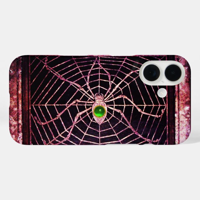 SPIDER AND WEB GREEN EMERALD Black Case-Mate iPhone Case (Back (Horizontal))