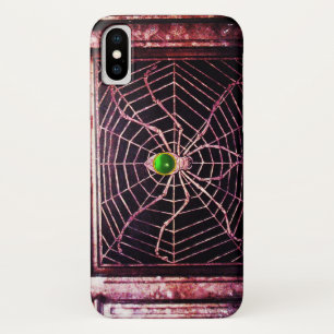 SPIDER AND WEB Green Emerald Black iPhone X Case
