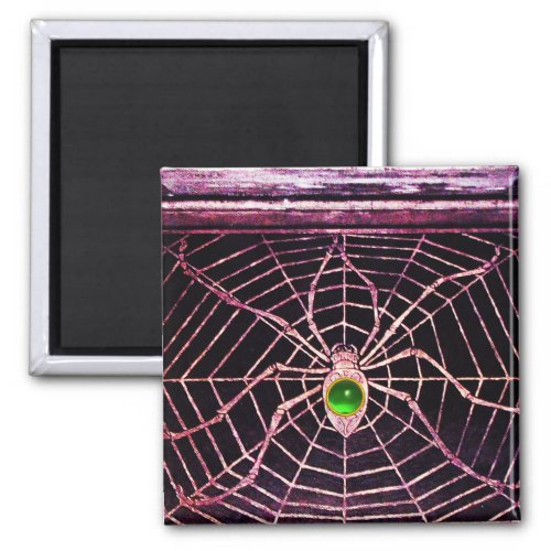 SPIDER AND WEB Green Emerald Black Magnet