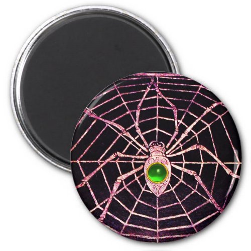 SPIDER AND WEB Green Emerald Black Magnet