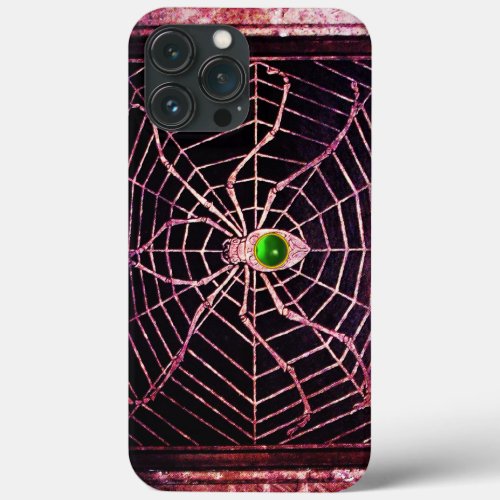 SPIDER AND WEB Green Emerald GemBlack iPhone 13 Pro Max Case