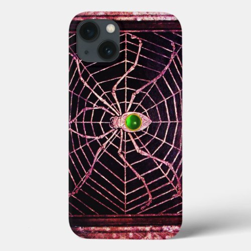 SPIDER AND WEB Green Emerald GemBlack iPhone 13 Case