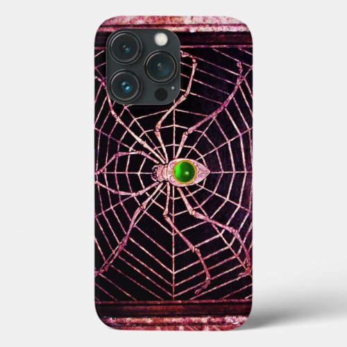 SPIDER AND WEB Green Emerald GemBlack iPhone 13 Pro Case