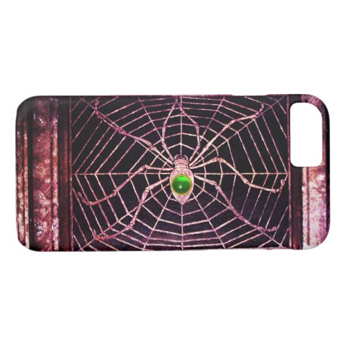 SPIDER AND WEB Green Emerald Gem Black iPhone 87 Case