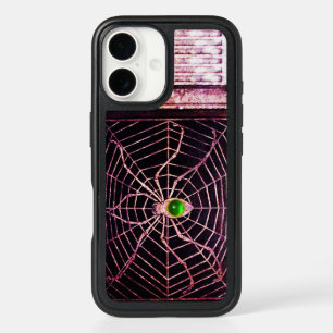 SPIDER AND WEB Green Emerald Gemstone Black iPhone 16 Case