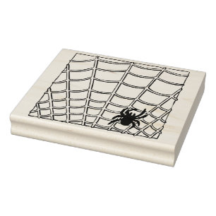 Spider and web illustration art stamp