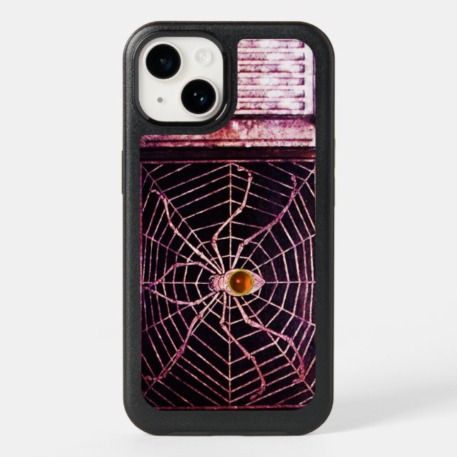 SPIDER AND WEB Orange Agate Gemstone Black Otterbox iPhone Case (Back)