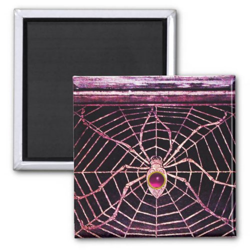 SPIDER AND WEB Pink Fuchsia Amethyst Black Magnet