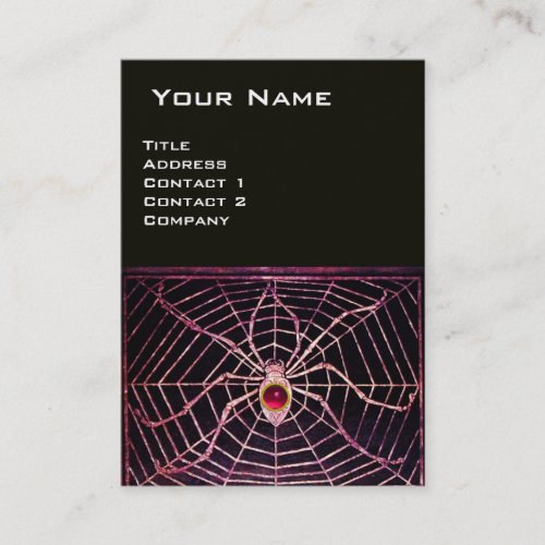 SPIDER AND WEB Pink Fuchsia Ruby Black Business Card