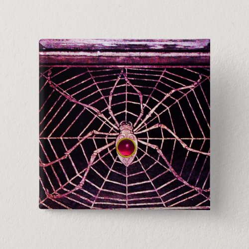 SPIDER AND WEB Pink Fuchsia Ruby Black Button