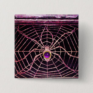 SPIDER AND WEB Purple Amethyst Black Button