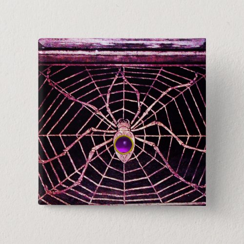 SPIDER AND WEB Purple Amethyst Black Button