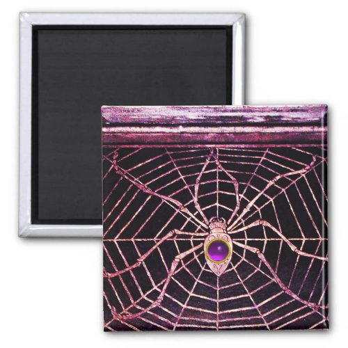 SPIDER AND WEB Purple Amethyst Black Magnet