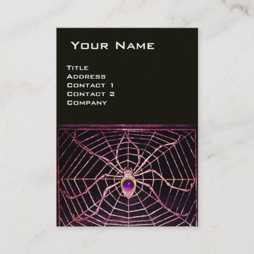 SPIDER AND WEB Purple Amethyst Black Pearl Paper Business Card