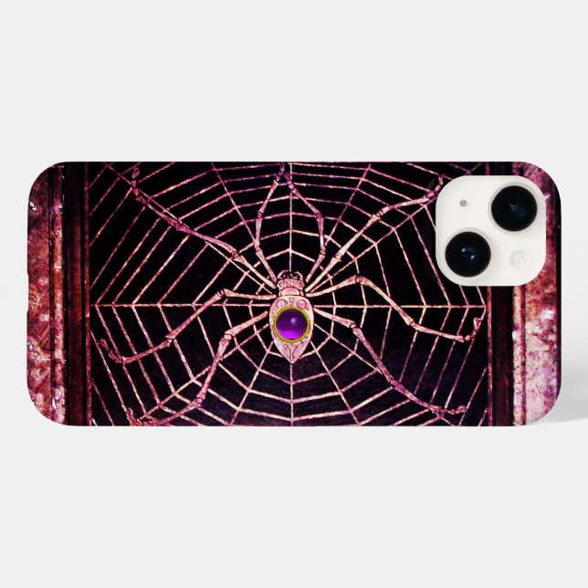 SPIDER AND WEB PURPLE GEMSTONE Black Case-Mate iPhone Case (Back (Horizontal))