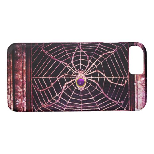 SPIDER AND WEB Purple Gemstone Black iPhone 87 Case