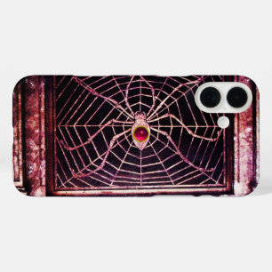 SPIDER AND WEB Red Pink Ruby Black iPhone 16 Plus Case