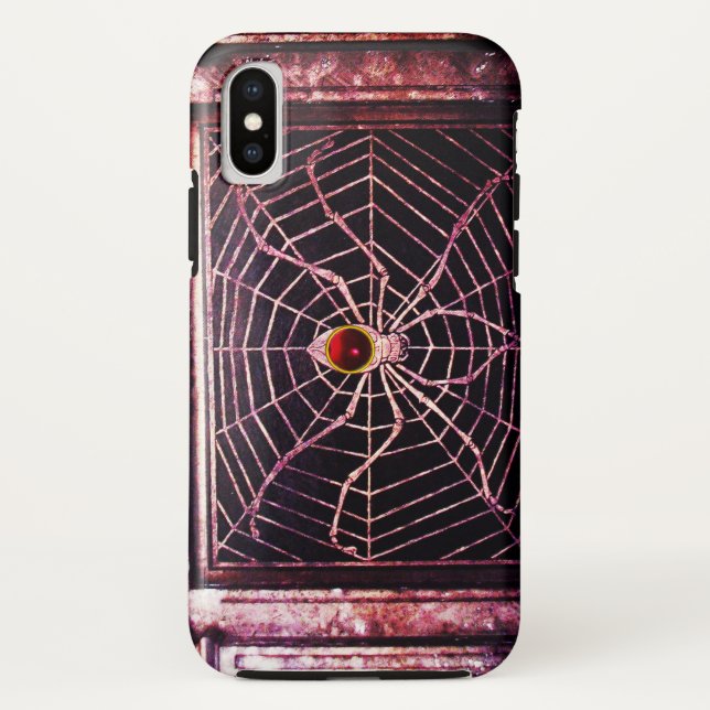 SPIDER AND WEB Red Ruby Black Case-Mate iPhone Case (Back)