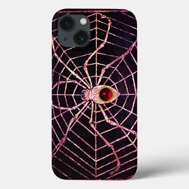 SPIDER AND WEB Red Ruby Black Case-Mate iPhone Case (Back)