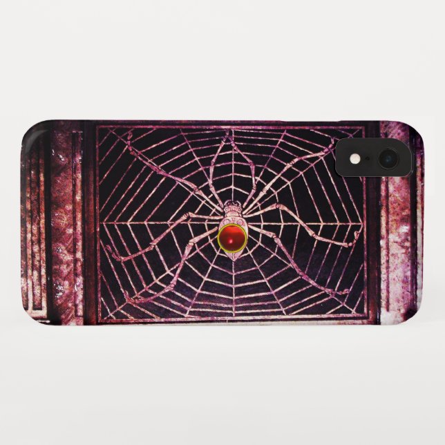 SPIDER AND WEB Red Ruby Black Case-Mate iPhone Case (Back (Horizontal))