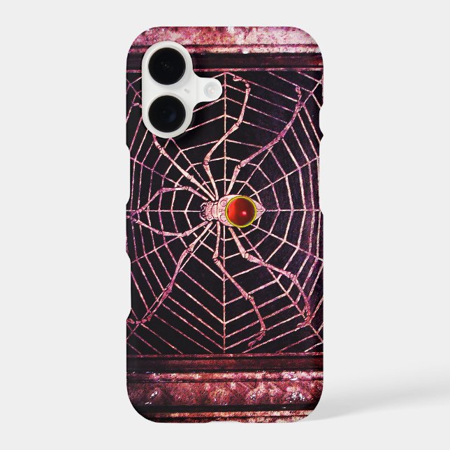 SPIDER AND WEB Red Ruby Black Iphone Case (Back)