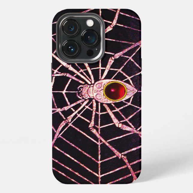 SPIDER AND WEB Red Ruby Black Iphone Case (Back)