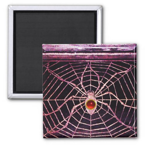 SPIDER AND WEB Red Ruby Black Magnet
