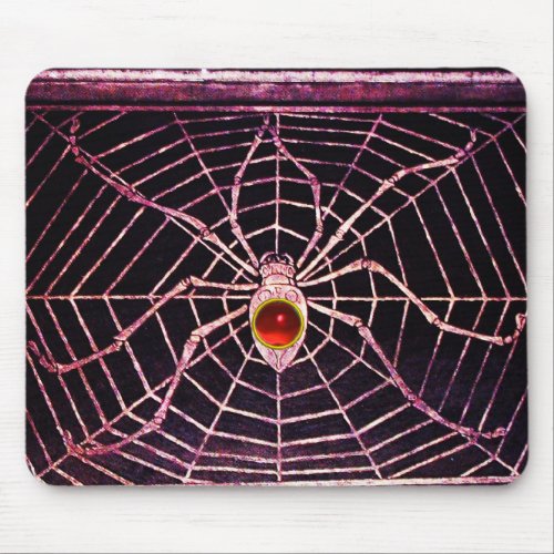 SPIDER AND WEB Red Ruby Black Mouse Pad