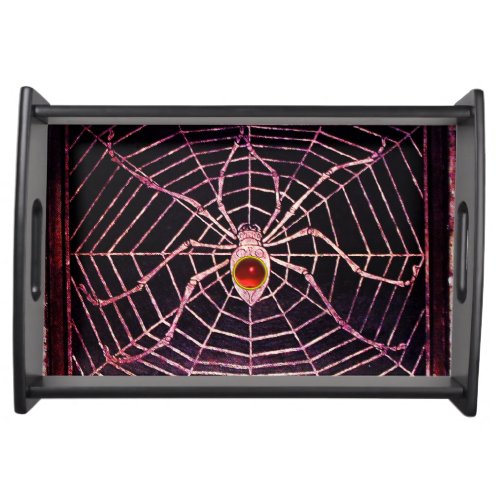 SPIDER AND WEB Red Ruby Black Serving Tray