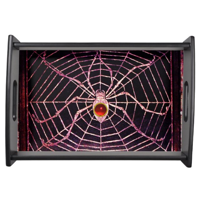 SPIDER AND WEB Red Ruby Black Serving Tray (Front)